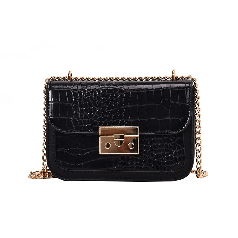 XPSW243 Black Модная женская сумка из крокодиловой кожи с клапаном, дизайнерские сумки, женские сумки, черный, белый, маленький дневной клатч, Золотая цепочка, сумки через плечо для девушек - Цвет: XPSW243 Black