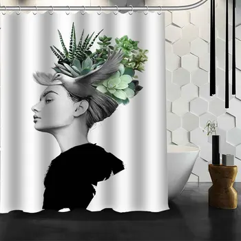

Custom Feather beauty Waterproof Shower Bath Curtain Printed Bathroom Decor Various Sizes#2020-05-26