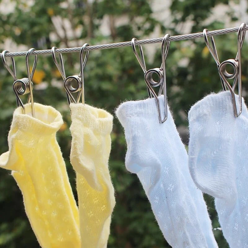 Multipurpose windproof clothespin Stainless steel marine grade durable pegs Metal hanging clips For clothes towels socks 20 Pcs