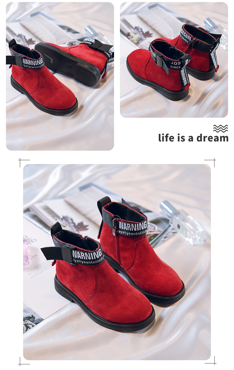 Kids Shoe Winter Baby Girls Autumn Ankle Boots New Kids Genuine Leather Fashion Fur Boots Children Princess Soft Warm Shoes