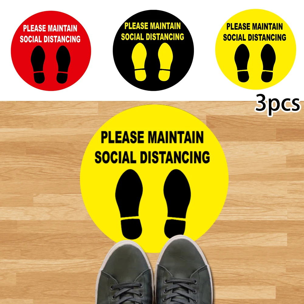 

3pcs/set Social Keep Away Stickers Floor Decals Non Slip Safety Tips For Keeping A Safe Distance