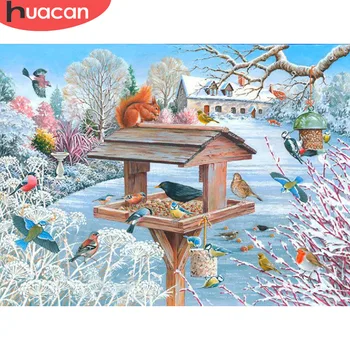 

HUACAN 5D DIY Diamond Painting Bird Animal Full Square Winter Landscape Snow Home Decoration Christmas Gift Handcraft Kit Art