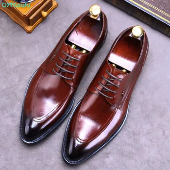 

QYFCIOUFU Mens Formal Shoes Genuine Cow Leather Oxford Shoes For Men Black 2020 Dress Shoes Wedding Shoes Laces Leather Brogues