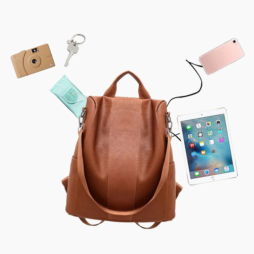 

Multipurpose Backpacks Woman Anti-theft Backpack Bag Casual Wild Soft Leather Dual-use Small Large Capacity Backpack sac a dos