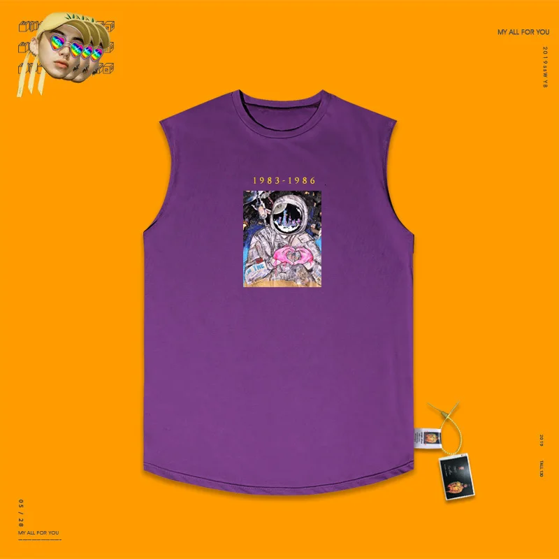Camiseta одежда для фитнеса летняя спортивная одежда астронавт принт шеи майка Бодибилдинг