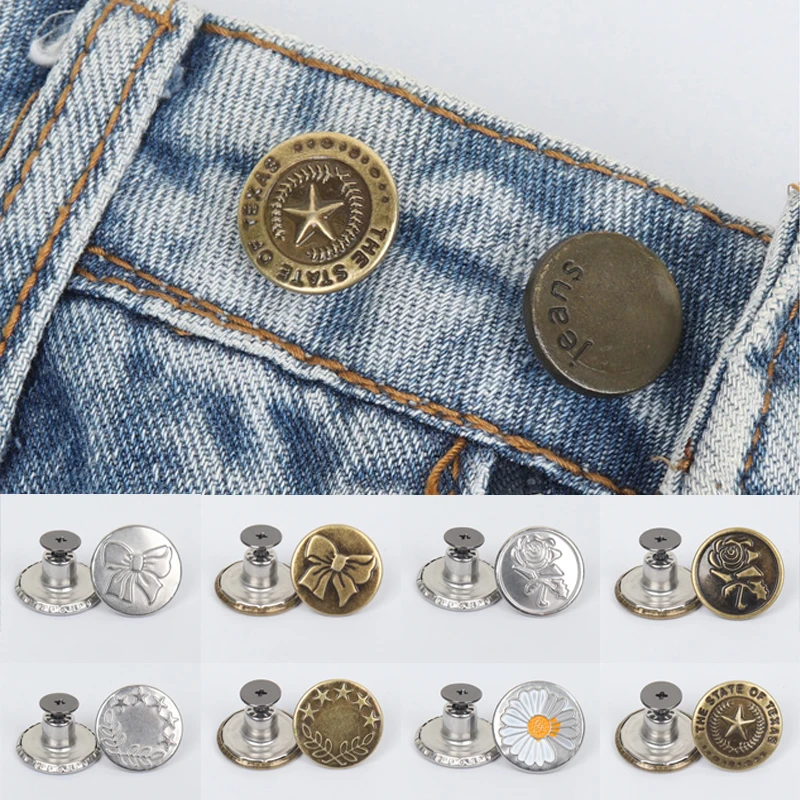 1PC Detachable Buttons Pants Jeans Clip Snap Button Perfect Fit