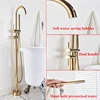 Floor Standing Bathtub Faucet Single Handle Mixer Tap 360° Rotation Spout Shower Faucets With ABS Handshower Bathroom Shower Tap 4