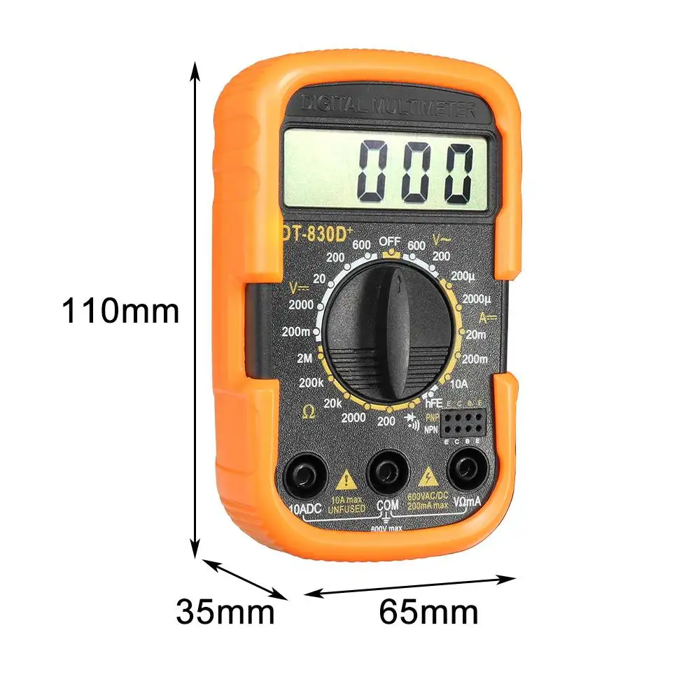 Портативный мини цифровой мультиметр DT830D+ ЖК-дисплей Цифровой мультиметр переменного тока/постоянного тока Напряжение Измеритель Тока Тестер сопротивления детектор со свинцом