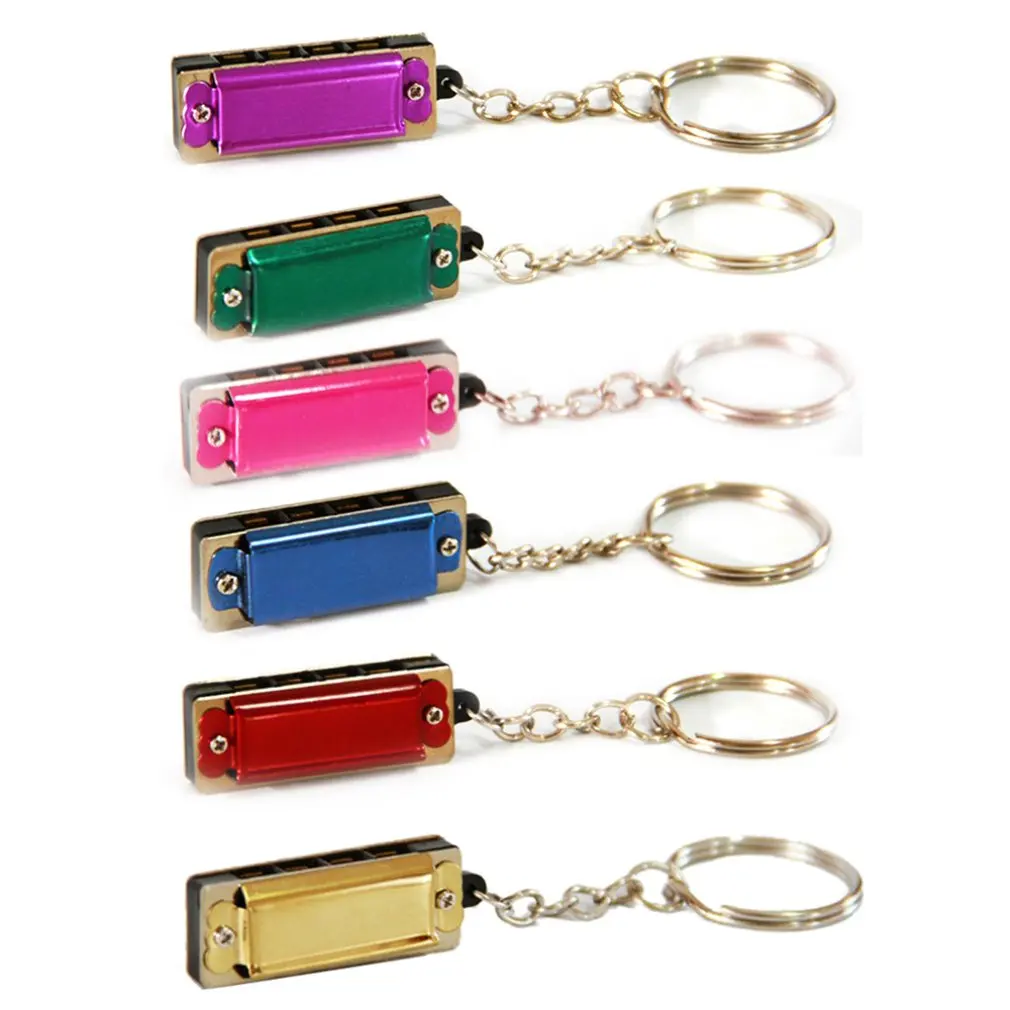 Colorful Harmony Mini Necklace 8-Tone Harmonica Diatonic 4 Hole Harmonica Blue Pendant Necklace Musical Instrument