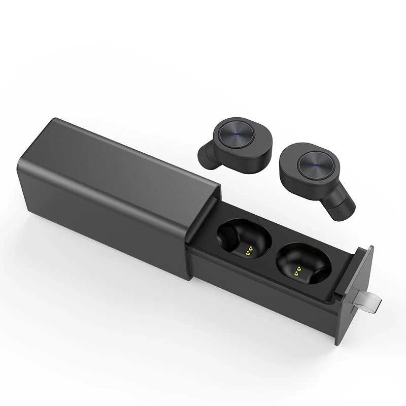 QCR TWS, беспроводные Bluetooth наушники, настоящие беспроводные TWS, спортивные наушники, лучшие беспроводные наушники с микрофоном, маленькая стереогарнитура - Цвет: Черный