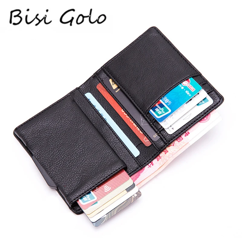 BISI GORO из искусственной кожи RFID модный кошелек алюминиевая коробка Высокое качество Многофункциональный чехол для визиток Pop Up держатель для карт