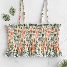 ZAFUL купальный топ с оборками и цветочным принтом