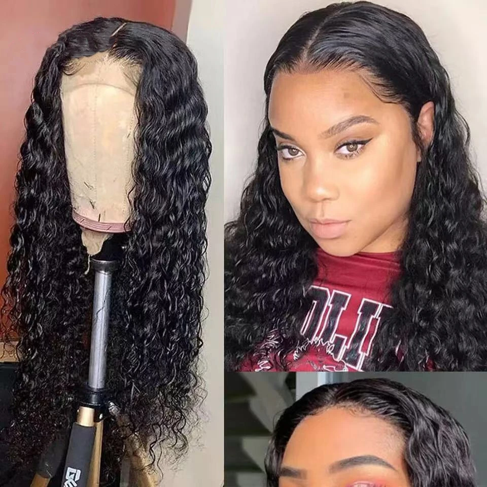 

Transparent Lace Frontal Wigs 4X4 Lace Closure Wig Wet And Wavy Deep Wave Lace Front Wig Remy Lace Front Curly Human Hair Wigs