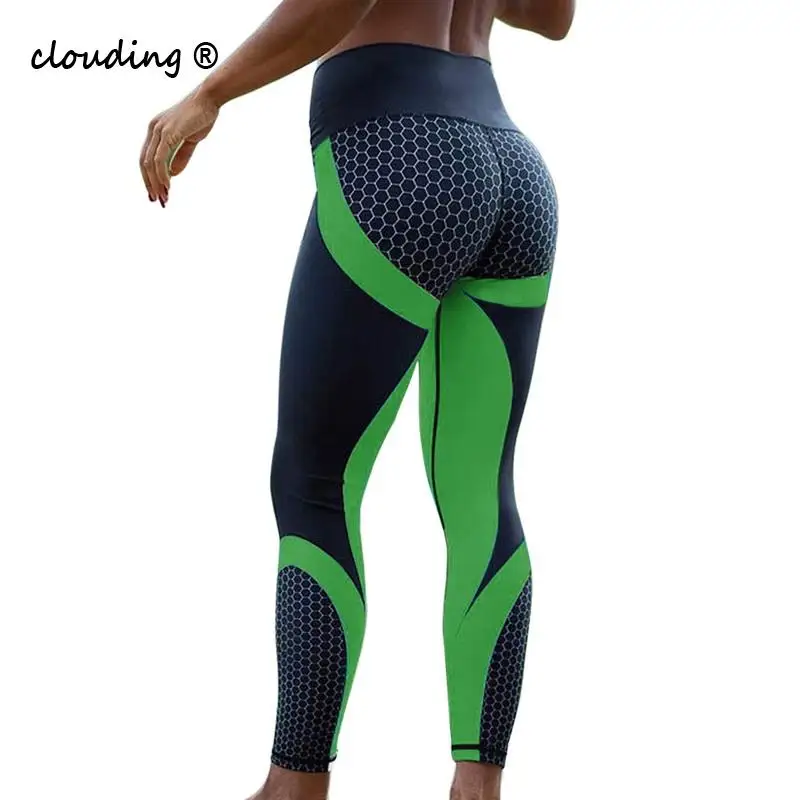 

8 Colors New Fitness Sport Leggings High Waist Legins Femme Girls Workout Pants Push Up Elastic Slim Pants Print Mesh Women