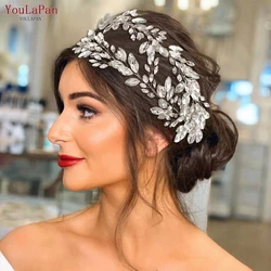 YouLaPan HP304 Rhinestone Hair Bands Silver Crystal Wedding Headband Bridal Crowns and Tiaras Exquisite Bridal Hair Accessories