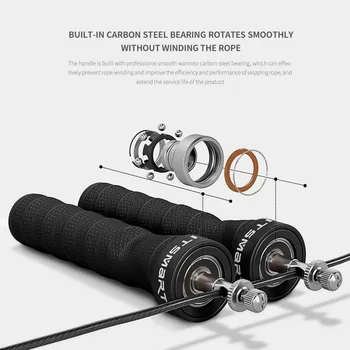 

Jump with Extra Speed Cable Ball Bearings Rope Anti-Slip Weighted Handle Adjustable Fitness Speed Skipping Rope Equipment