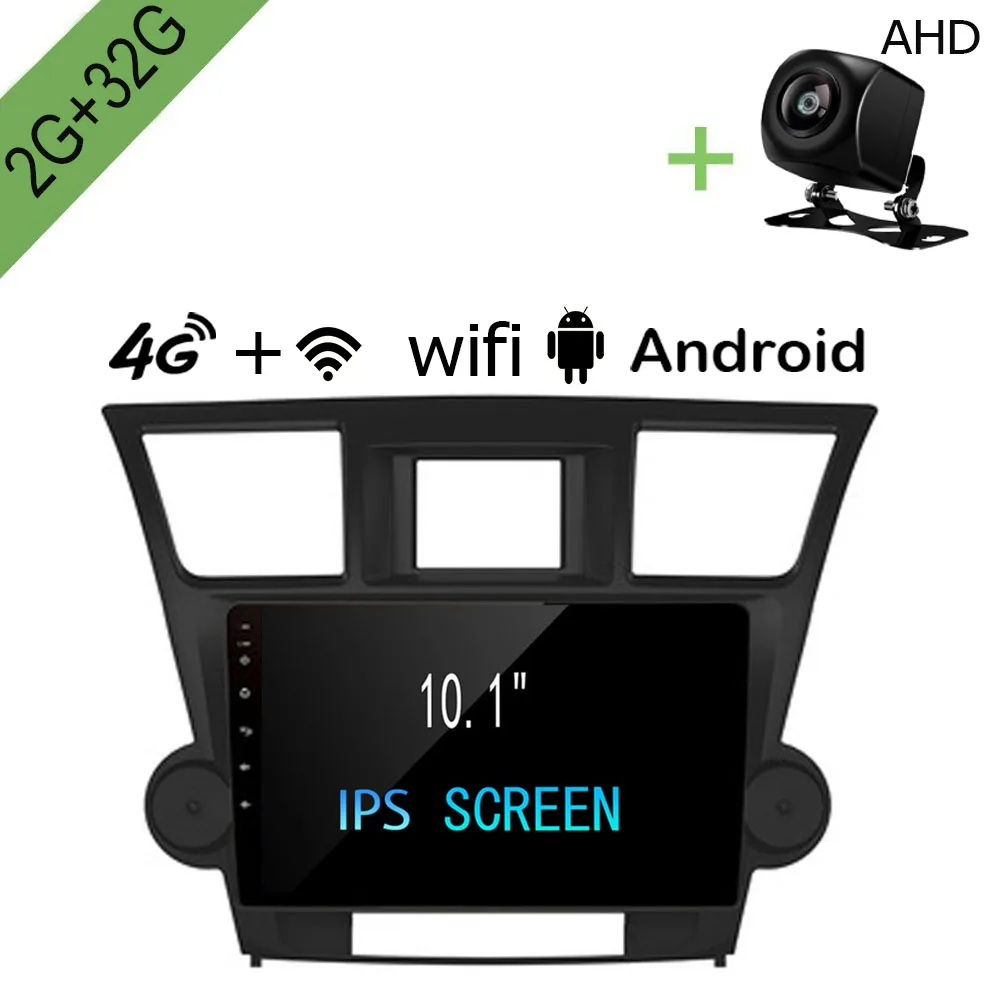 R Way Android автомобильный Dvd Gps мультимедийный плеер для Toyota Highlander 2007 2008 2013 2014 2G + 32G 10 1