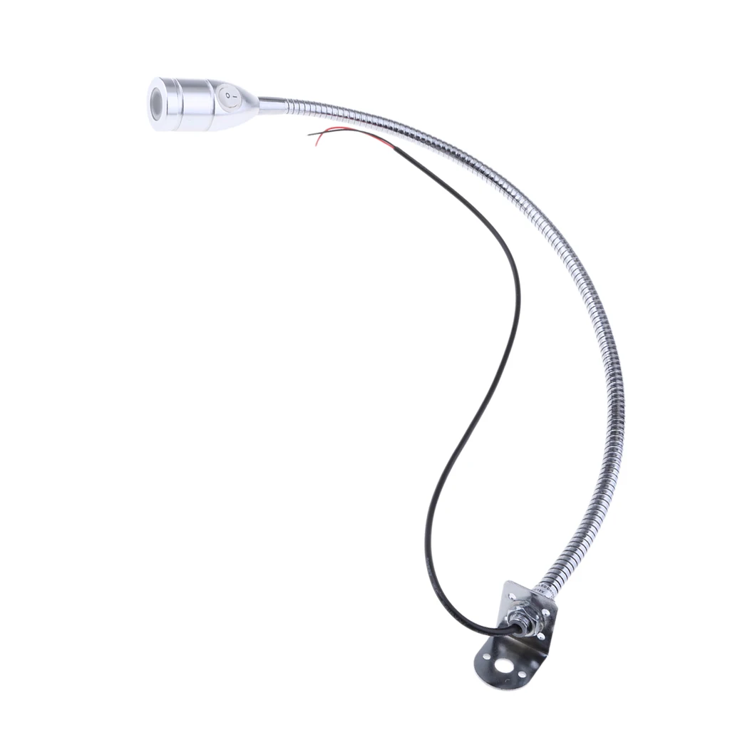 Boats RV Reading Lamp, LED Bed Lights Wall-Mounted Beside Lamps Wired Sconce Lamp, 12V / 3W / 6000K, Gooseneck Length 50cm