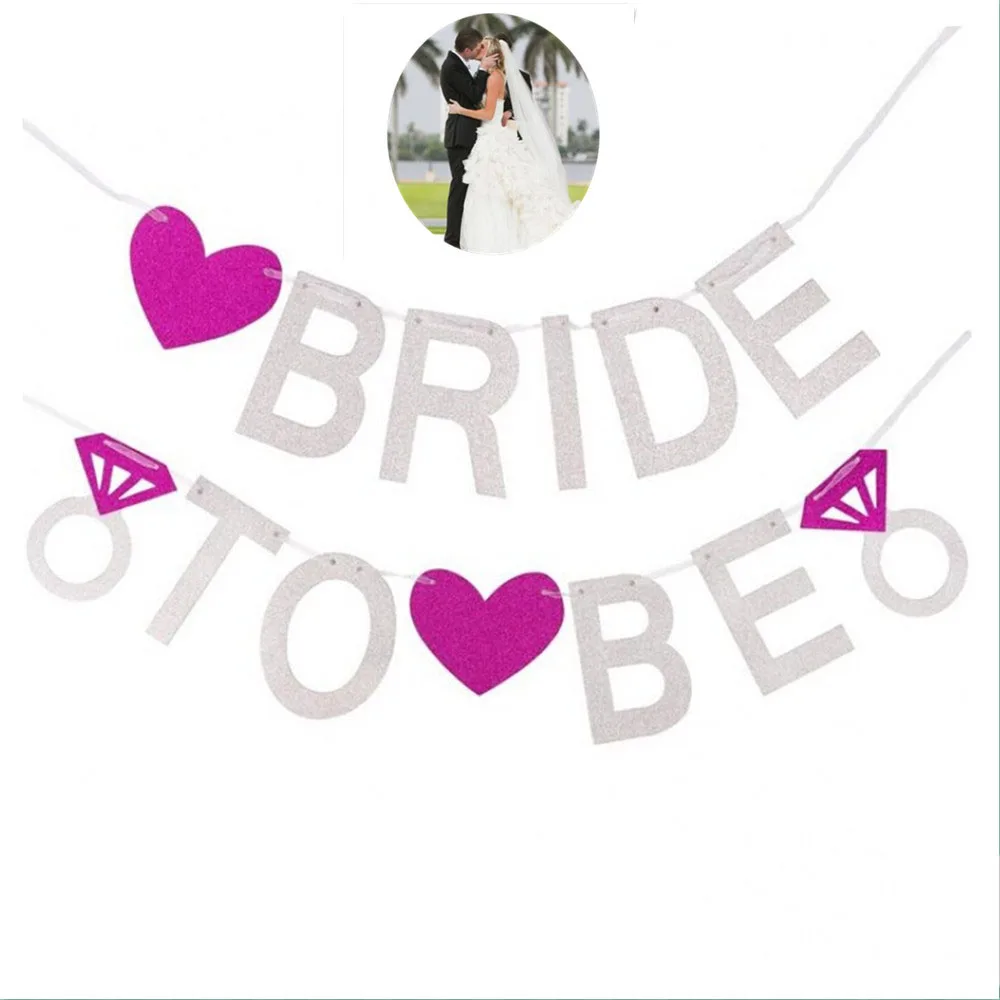 Сделай себе сам розовый Серебристая блестящая бумага флаги буквы "Bride to be" баннер гирлянда баннеры Свадебная вечеринка вечерние украшения