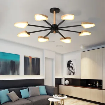 

Luster Suspension Modern Wood Chandelier Lighting Nordic LED Simple Chandeliers Living Room Hanging Ceiling Lamps Light Fixtures
