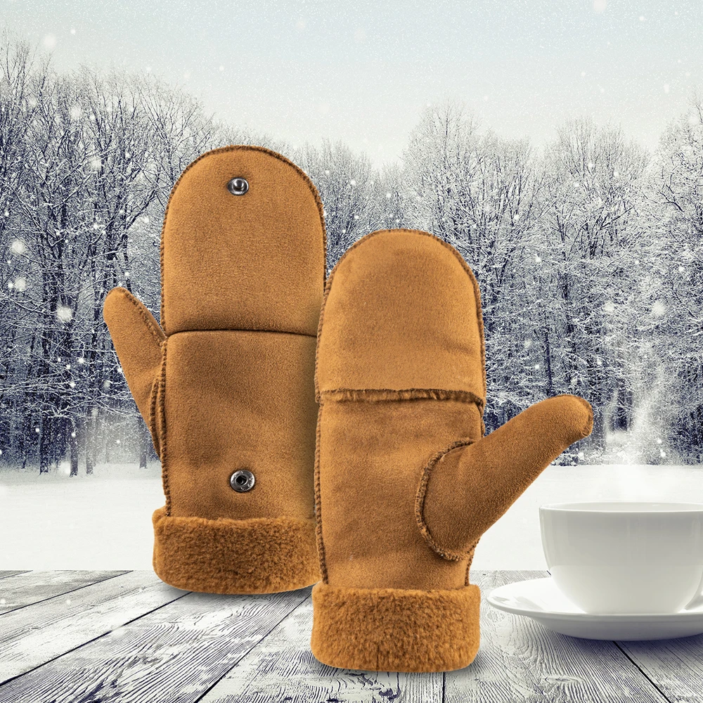 Naturehike Flip Half Finger Gloves Thickened Warm Mittens Men Women campin Dual-use Hiking Gloves Thicken Velvet Fur One Gloves