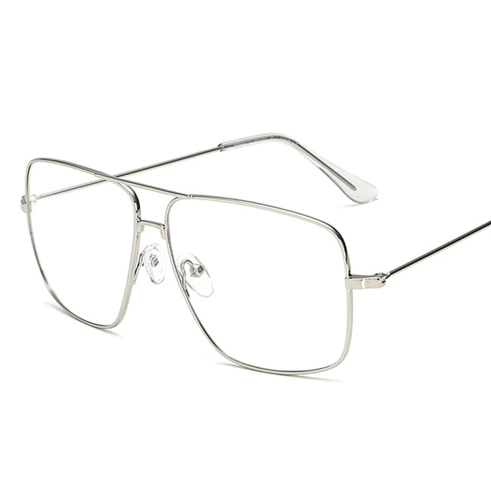 Винтажная золотая металлическая оправа для очков Мужская Дамская Ретро квадратная оптическая линза очки женские Nerd прозрачный объектив - Цвет оправы: silvery