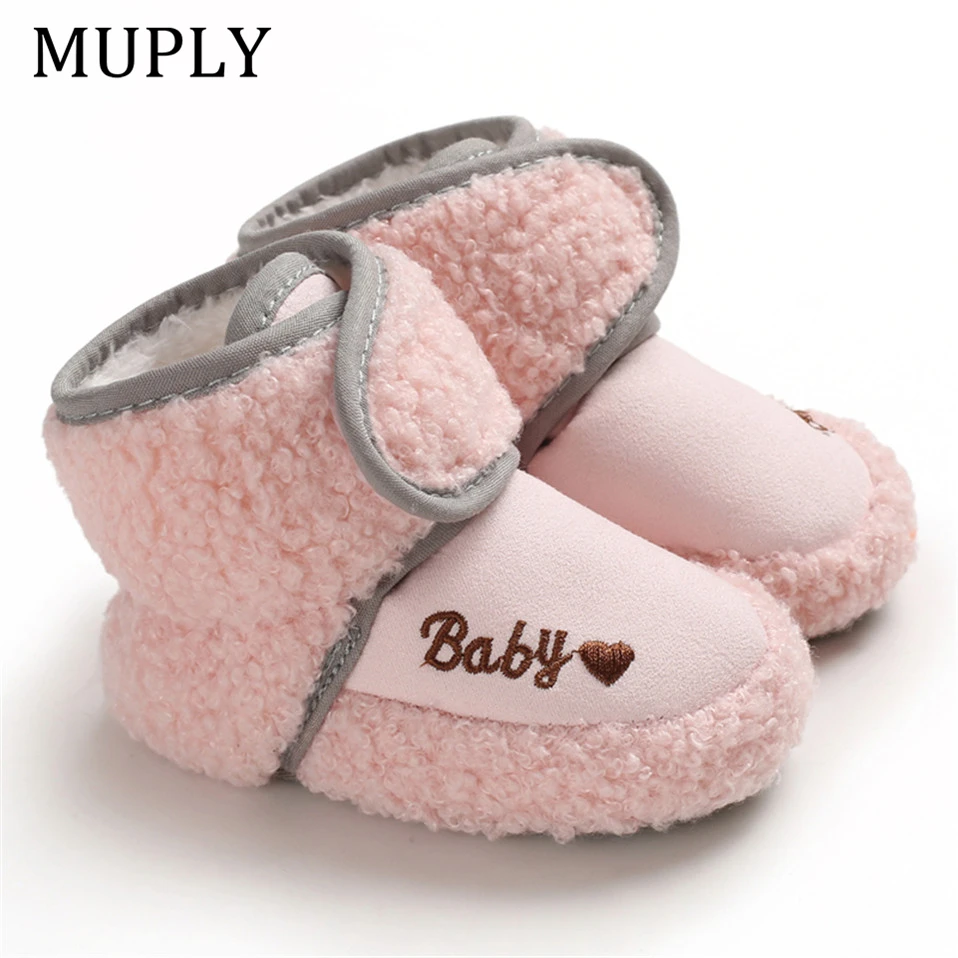 

New Winter Baby Boys Girls Boots Cotton Comfortable High Quality Velvet Letter Pattern Solid Color Warm Snow Fabric Boots