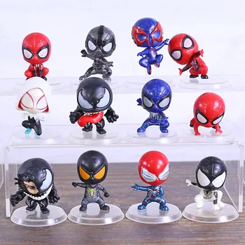 

Spiderman Venom Spider Gwen Stacy Mini PVC Figurs Q Version Spider Man Dolls Toys 12pcs/set