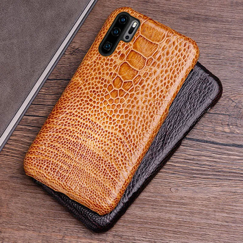 Phone Case For Huawei P20 P30 lite Mate 10 20 Pro lite Y6 Y9 2018 P Smart 2019 Natural ostrich skin For Honor 7A 7X 8X 9 10 lite