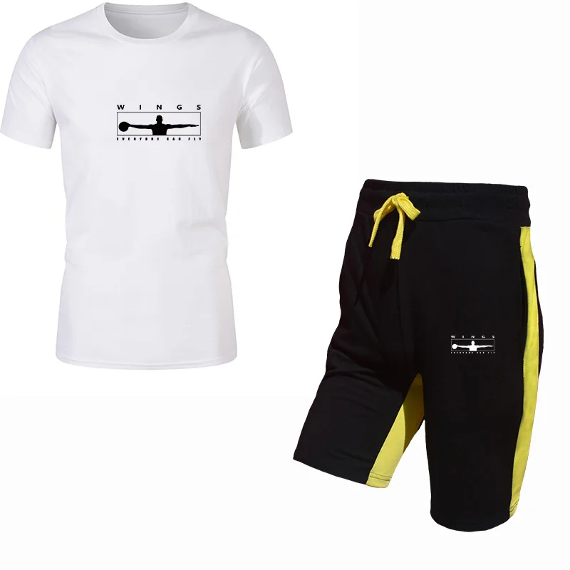 

2020 new summer men's leisure sports two-piece clothing wholesale summer men's fitness sportswear short-sleeved T-shirt + shorts