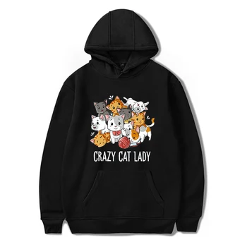 

Hip Hop Unisex Sweatshirts Fashion Funny Hombre Tops Moletom Cute Crazy Cat Lady Cartoon Sweatshirt Hoodie Pullover Plus Size