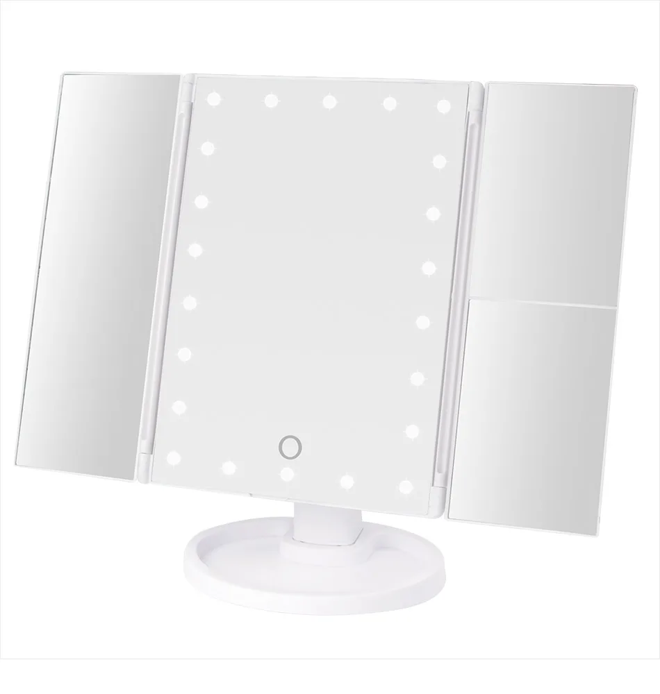 Макияж зеркало с 22 светодиодный карманный гибкий сенсорный экран увеличительное 1X/2X/3X/10X косметика, Подарочная 3 складные регулируемые зеркала