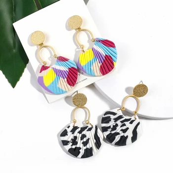 

AENSOA New Handmade Shell shape Polymer Clay Earrings For Women 2020 Fashion Statement Pendant Earrings Jewelry Gift wholesale