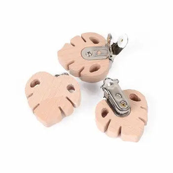 

Natural Beech Wood Baby Pacifier Clips Dummy Clips DIY Pacifier Chain Accessory T5EC