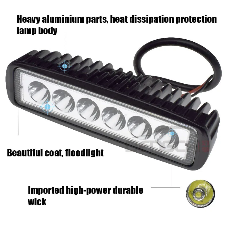 Projecteur de faisceau d'inondation de lumière склепы светодиодный de DRL de 6 pouces 18W 12V 24V lumière courante de jour