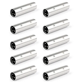

Artudtech 10Pcs 3Pin XLR Male To XLR Male MIC Microphone Power For Adapter Plug Connector