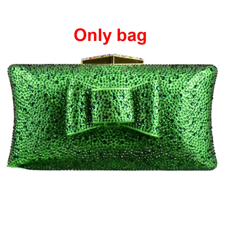Green bag only Новое поступление красного цвета Итальянская обувь с Комплект с сумочкой в тон, украшенные Стразы Итальянские женские комплект из обуви и сумки - Цвет: Green bag only
