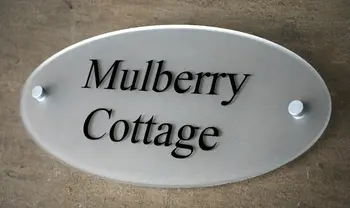 

House number Number Sign / SATIN PLATE Oval Large Contemporary Acrylic in plastic Door sign