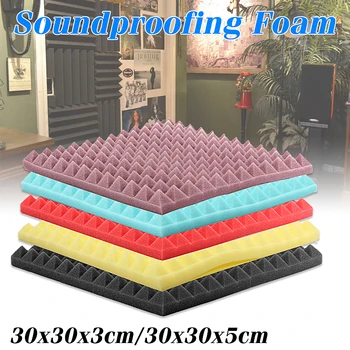 

6pcs 30*30*5cm Soundproofing Foam Studio Acoustic Foam Soundproof Absorption Treatment Panel Tile Wedge Polyurethane Foam