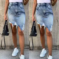 Saia jeans irregular com franjas para mulheres, bolsa feminina sexy temperamento de rua com franjas para quadril, novo, 2021