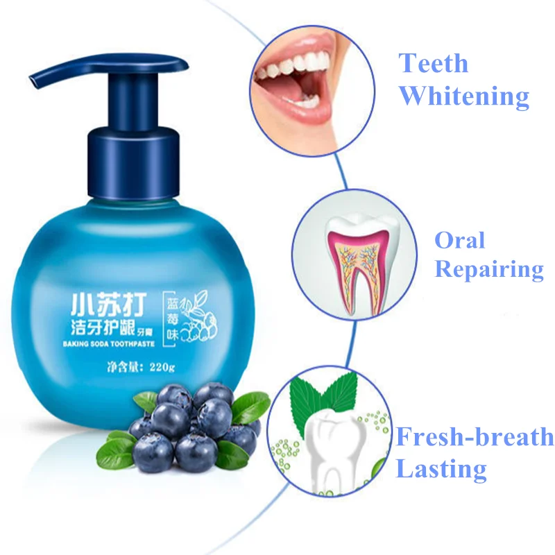 1pc New Whitening Toothpaste Stain Removal Fight Bleeding Gums Soda Toothpaste Fresh Breath 220g Oral Care Accessories