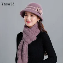 Новые женские брендовые зимние женские осенние и зимние шапки из кроличьего меха двухслойная тканая шапка вязаная шерстяная шляпа и повязка-баф Кепка