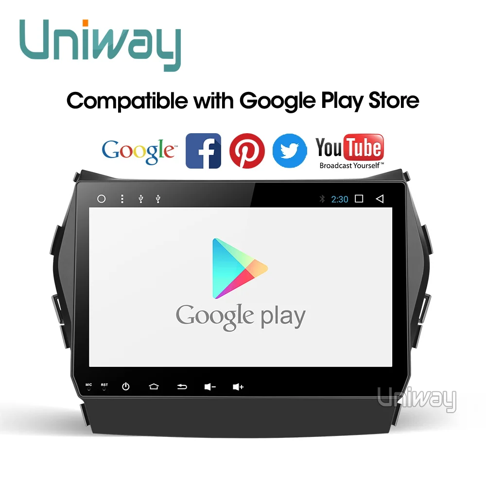 Uniway AIX459071 ips android 9 0 автомобильный dvd для hyundai IX45 Santa fe 2013 2014 радиоприемник стерео