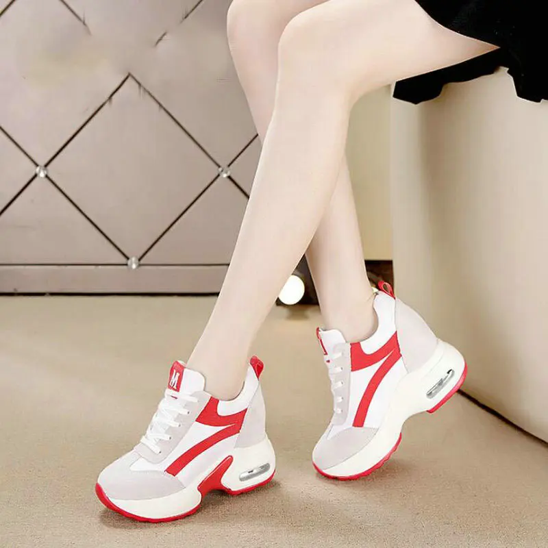 Женская обувь на платформе; zapatillas mujer; повседневная обувь на платформе; женские кроссовки на высоком каблуке 8 см; обувь для увеличения роста