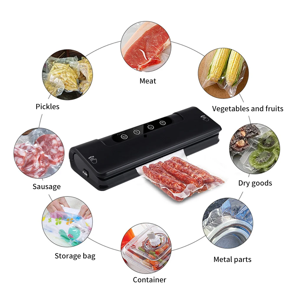FUNHO вакуумный упаковщик для пищевых продуктов, электрическая упаковочная машина, включает в себя 15 вакуумных упаковочных пакетов, упаковочных рулонов для пищевых продуктов