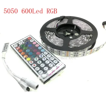 

DC 12V 600Led 120led/m waterproof SMD 5050 RGB led strip Double Row Flexible ribbon tape light With Power