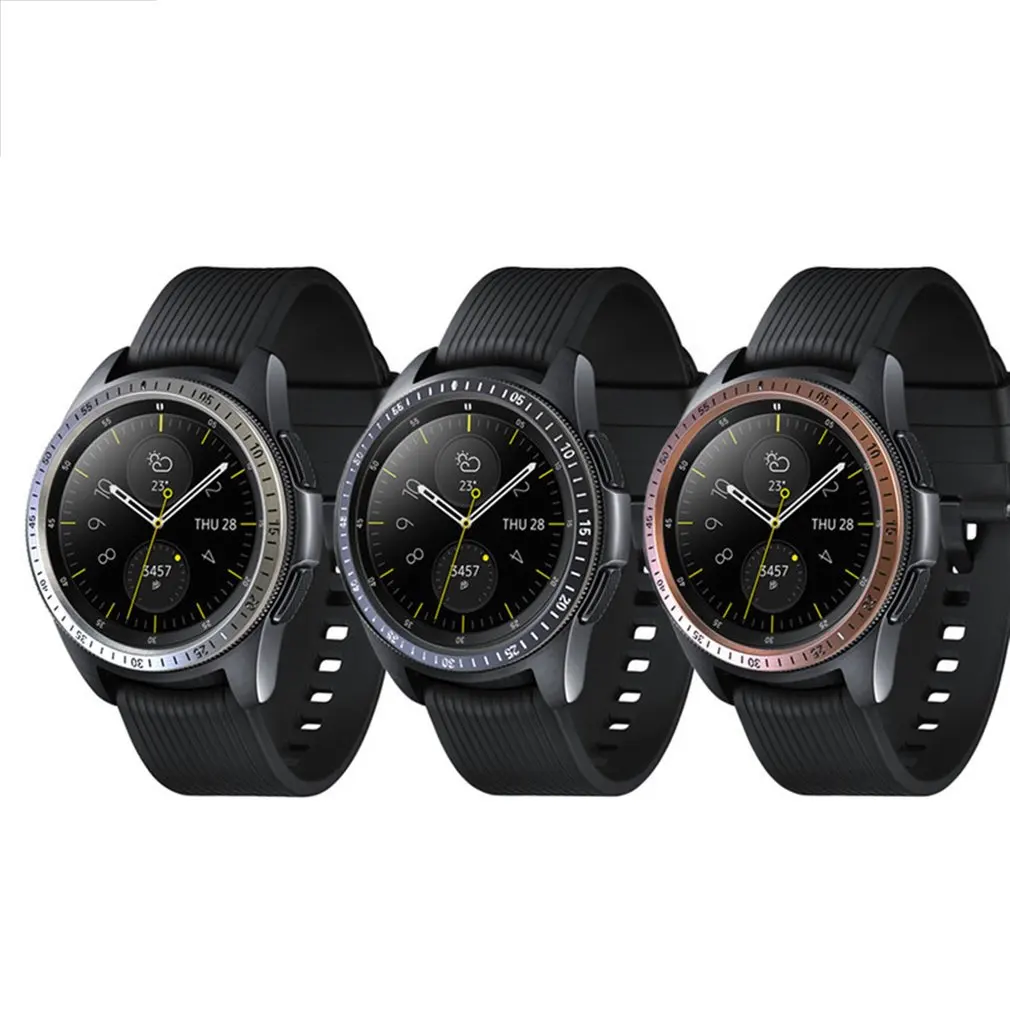 Замена Смарт-часы аксессуары для samsung Galaxy Watch 42 мм, драгоценный камень кольцо клеющаяся крышка против царапин металл