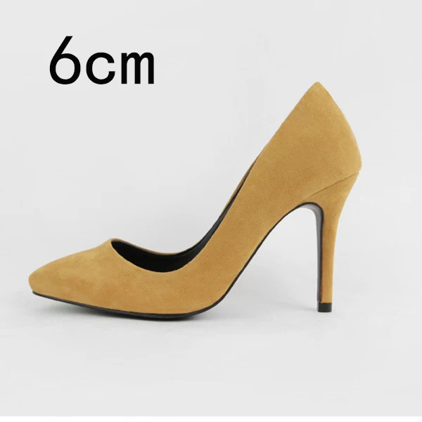 Yellow Pumps 6cm Женские туфли-лодочки на каблуке; женская обувь на высоком каблуке; цветная однотонная повседневная обувь с острым носком; модельные туфли; Новое поступление размера плюс - Цвет: Yellow Pumps 6cm