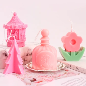 

3D Perfume Bottle Silicone Molds Shell Shaped Silicone Candle Mold Christmas Home Party Deco DIY Handmade Candle Making Mold