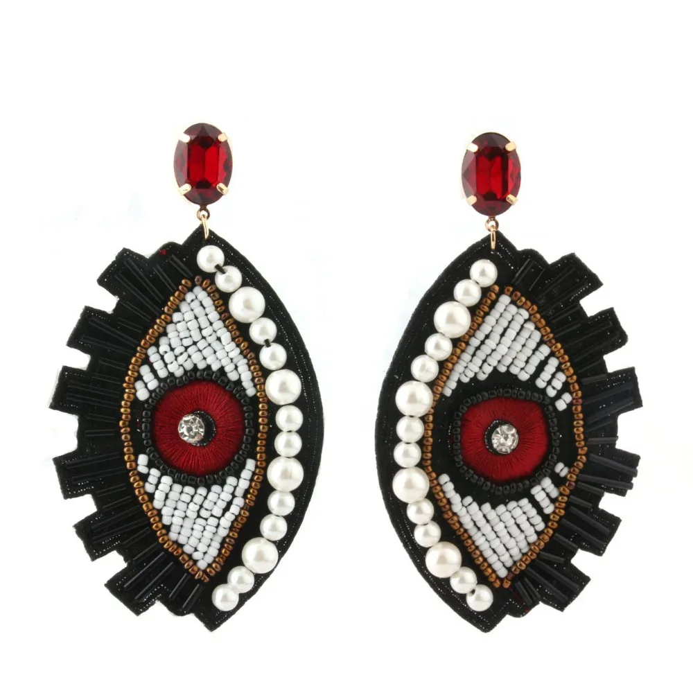 Boho Oorbellen, разноцветные висячие серьги в виде глаз для женщин, трендовые серьги с бусинами, модные свадебные украшения